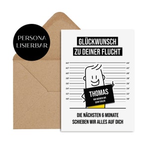 Karte Kollege Abschied FLUCHT Abschiedsgeschenk Kollege PERSONALISIERBAR Kollege