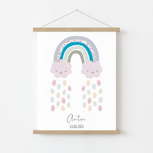 Gästeposter TAUFE REGENBOGEN personalisiert mit Namen als Geschenk zur Taufe FINGERABDRUCK Bild 6