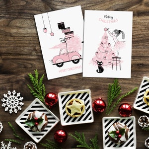 Christmas Card Set 3-Piece PINK, Christmas Cards Postcards Set Christmas Christmas Christmas Cards Set Greeting Cards Christmas Greeting Card image 7