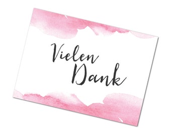 Vykort "Tack så mycket", akvarellkort, tack, tackkort för bröllop, tackgåva, tackvykort, tackkort för bröllop, tack