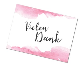 Postkarte "Vielen Dank", Aquarell Karte Danke, Dankeskarte Hochzeit, Danke Geschenk, Danke Postkarte, Danksagung Hochzeit, dankeschön