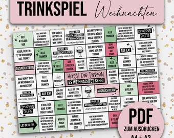 Trinkspiel WEIHNACHTEN Brettspiel zum Ausdrucken DOWNLOAD