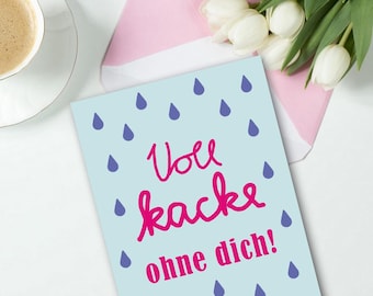 Postcard "Completely crap without you" RAIN Gift Girlfriend Postcard I miss you