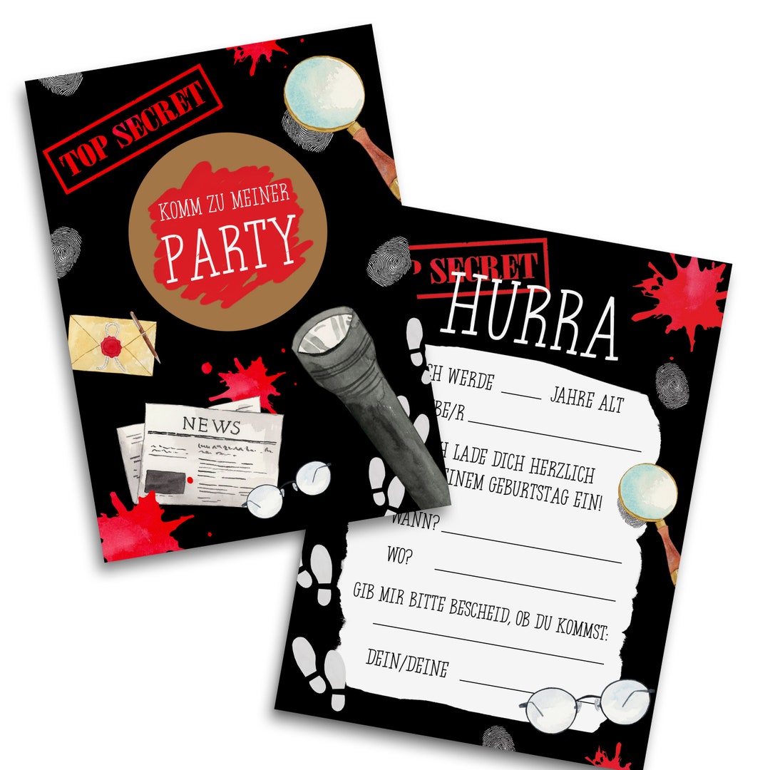 5 X Invitation Cards for Scratching Children's Birthday DETECTIV Invitations Children's Birthday