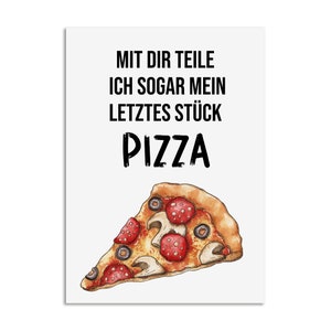 Valentinskarte LETZTES STÜCK PIZZA Postkarte Valentinstag Geschenk Liebe