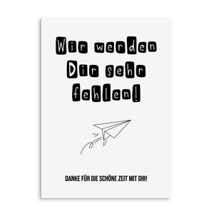 Carte postale collègue, NOUS vous manquerons beaucoup, cadeau de changement d'emploi, collègue, cadeau d'adieu, collègue