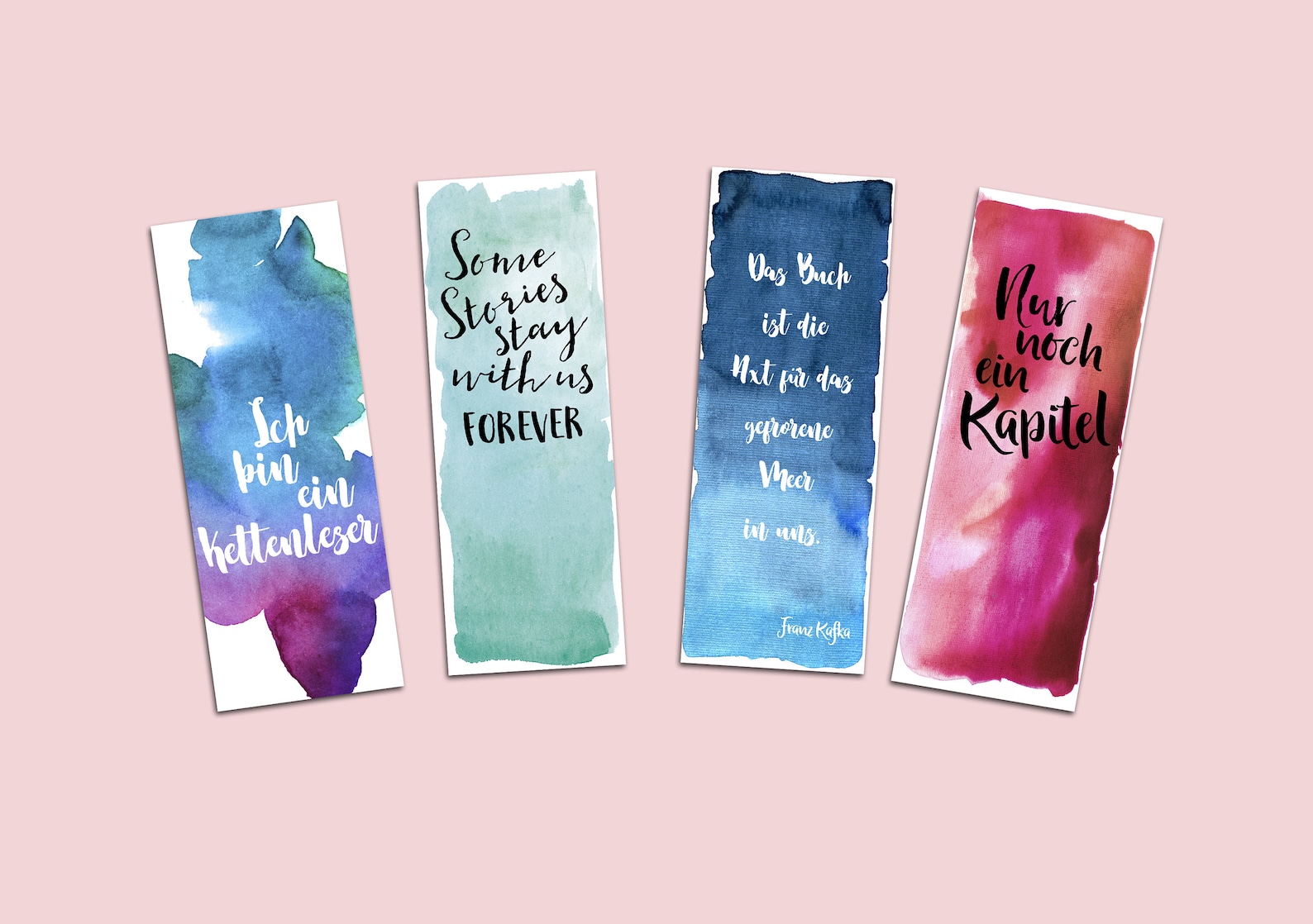Lesezeichen Set 4 Lesezeichen Aquarell Geschenk Freundin Etsy.de