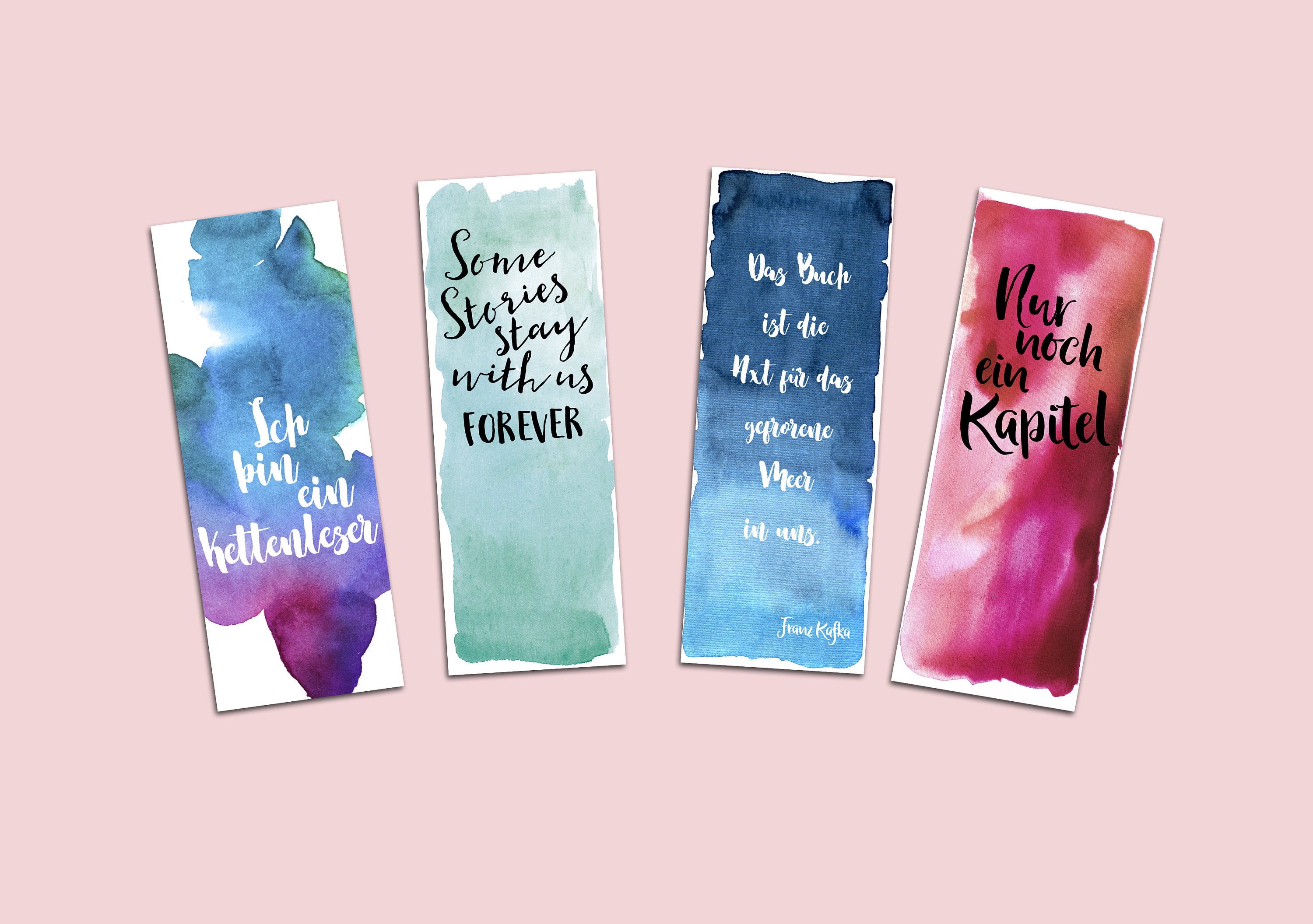 Lesezeichen Set 4 Lesezeichen Aquarell Geschenk Freundin Etsy