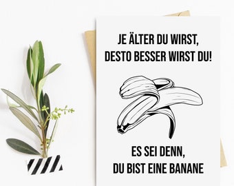 Geburtstagskarte BANANE Postkarte schwarz weiß Geburtstag Geschenk