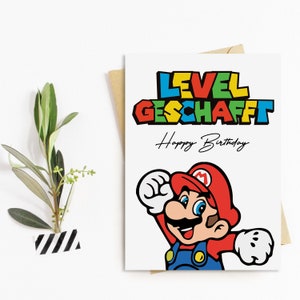 Super Mario birthday card LEVEL DONE gift friends image 2