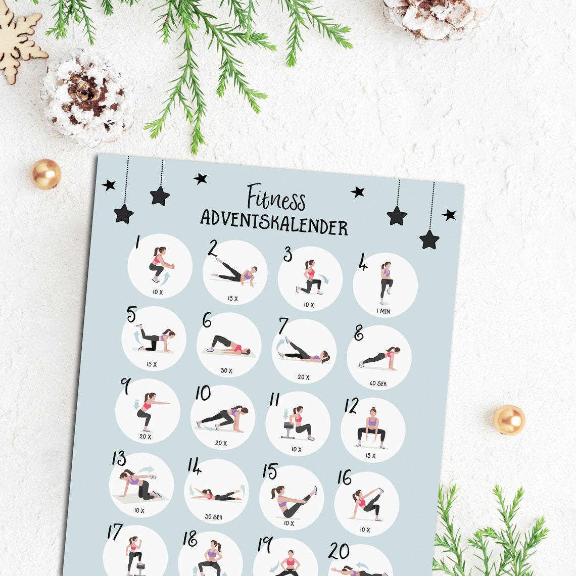 Fitness Advent Calendar DIN A3 Christmas Calendar Sports Etsy