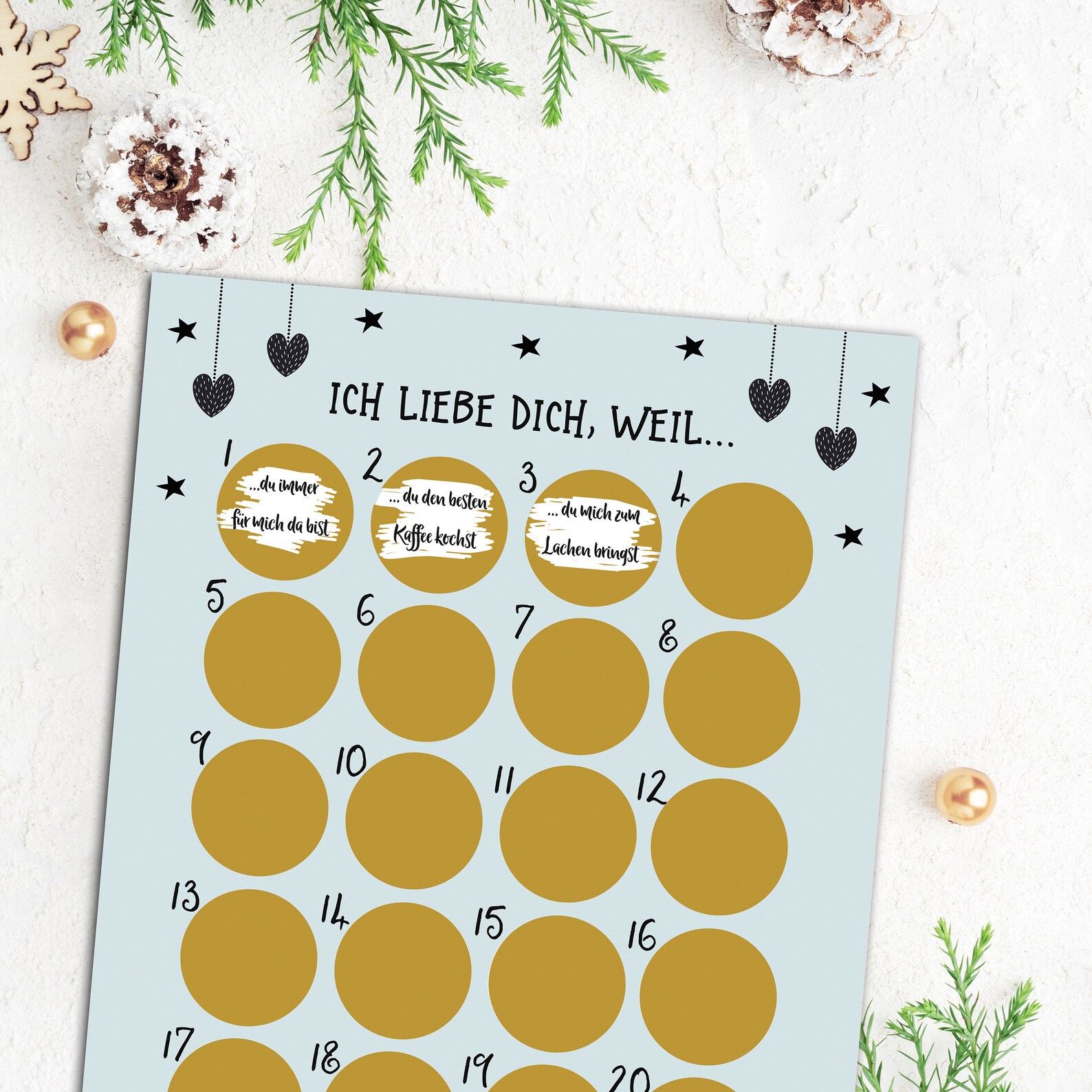 Advent Calendar to Scratch I LOVE YOU Advent Calendar A3 Etsy UK