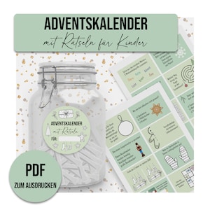 Advent calendar for children PUZZLES Advent calendar to print digital file DOWNLOAD