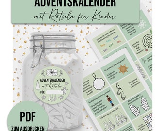 Adventskalender für Kinder RÄTSEL Adventskalender zum Ausdrucken digitale Datei DOWNLOAD