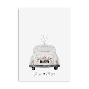 Gästeposter HOCHZEIT Auto personalisiert mit Namen als Geschenk zur Hochzeit FINGERABDRUCK Bild 2