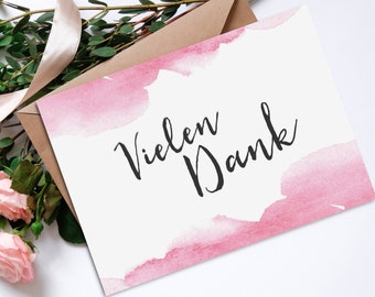 50 Karten "Vielen Dank", Aquarell Karte Danke, Dankeskarte Hochzeit, Danke Geschenk, Danke Postkarte, Danksagung Hochzeit, dankeschön