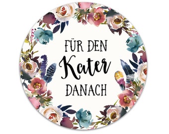 50 Sticker "Für den Kater danach" BOHO Hochzeit Gastgeschenk Aufkleber Hangover Kit