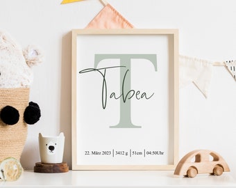 Birth poster MINIMALIST First name PERSONALIZED Baby Poster Gift Birth