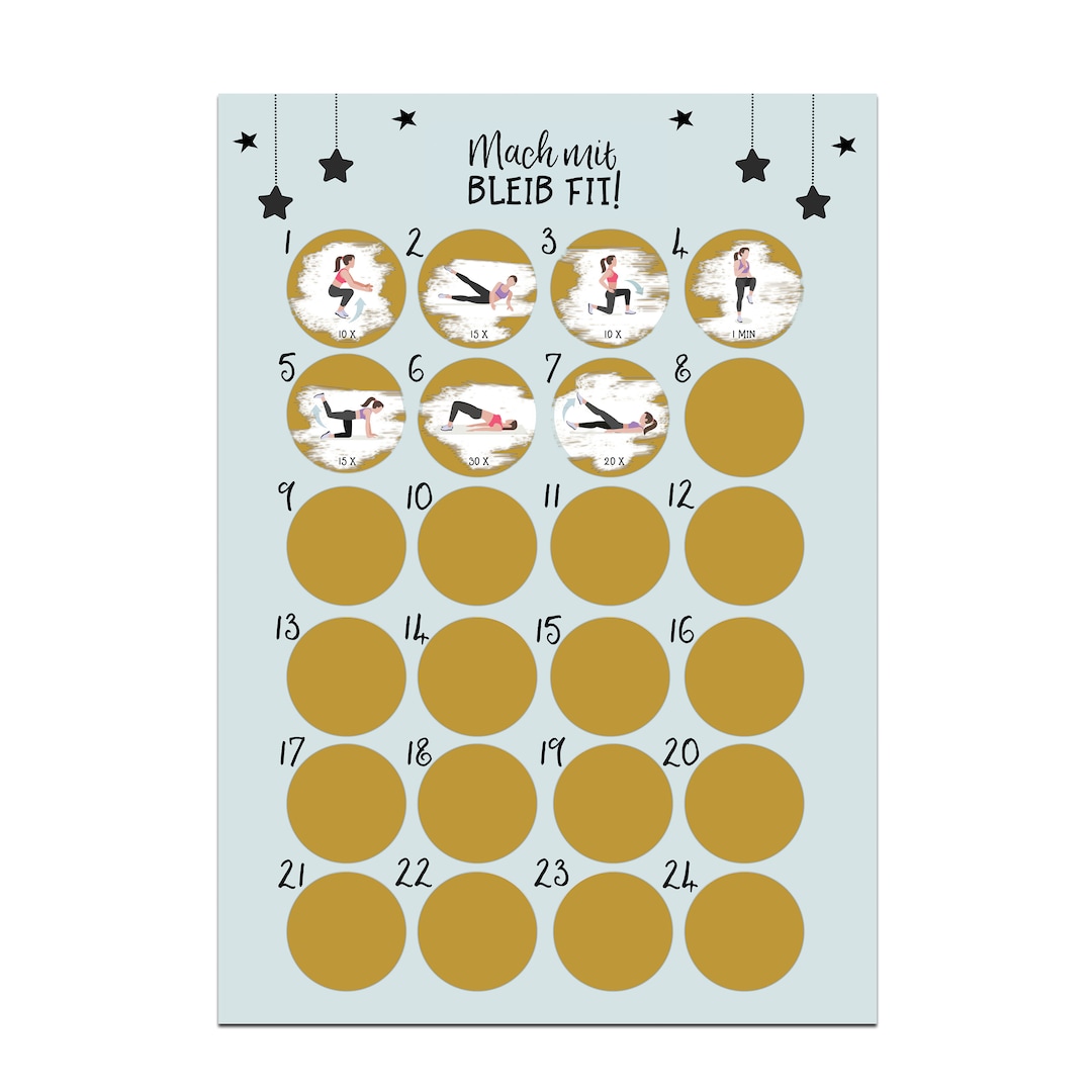 Fitness Advent Calendar for Scratching DIN A3 Christmas Calendar Sports