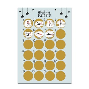 Fitness Adventskalender zum Rubbeln DIN A3 Weihnachtskalender Sport Adventskalender Übungen Rubbel Adventskalender