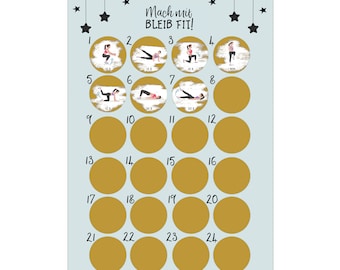 Fitness Advent Calendar for Scratching DIN A3 Christmas Calendar Sports Advent Calendar Exercises Scratches Advent Calendar