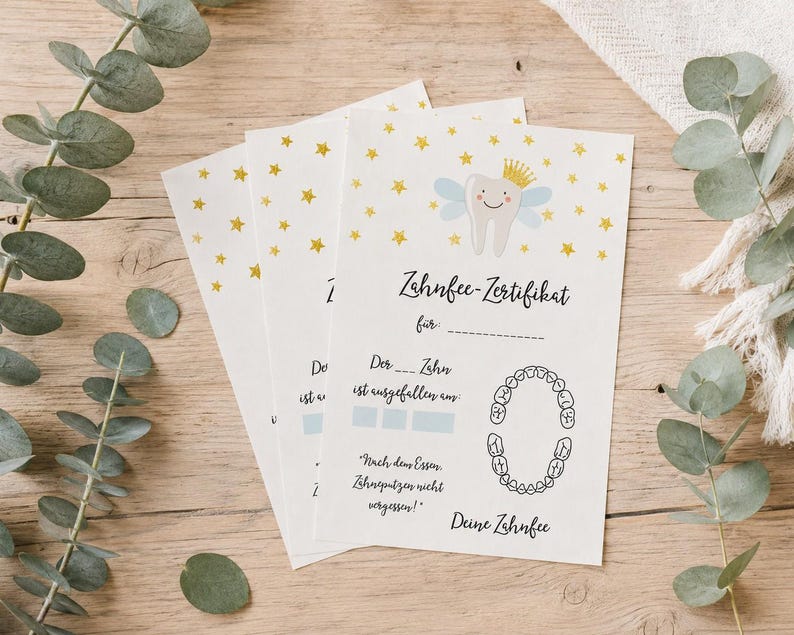 Tooth Fairy Certificate 20 pieces, Tooth Fairy Gift, Tooth Fairy Letter, Tooth Fairy Certificate, Tooth Fairy Card, Brushing Teeth Children, Tooth Fairy Set image 1