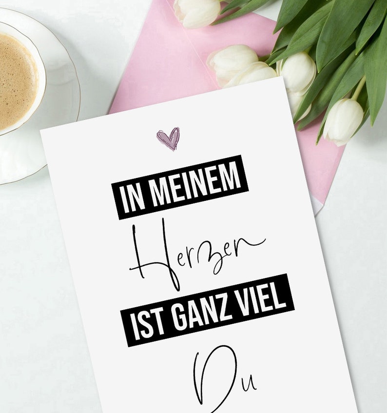 Postkarte Ganz viel DU Valentinstag Geschenk Karte Valentinskarte Postkarte Liebe Bild 3