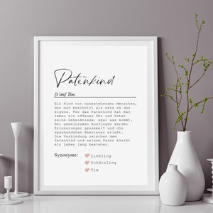 Plakat GODSON personalizowany imieniem jako prezent z okazji chrztu chrzestnego