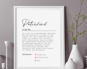 Poster PATENKIND personalisiert mit Namen als Geschenk für Dein Patenkind Geschenk Taufe