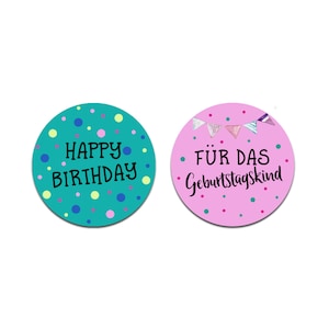 Sticker Birthday Set &quot;Happy Birthday&quot; and &quot;For the Birthday Child&quot; 50 Stickers Birthday, Gift Stickers