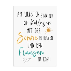 Postkarte Kollegen Abschied FLAUSEN im Kopf Kollegen Geschenk Postkarte Sprüche Ruhestand Karte Bild 1