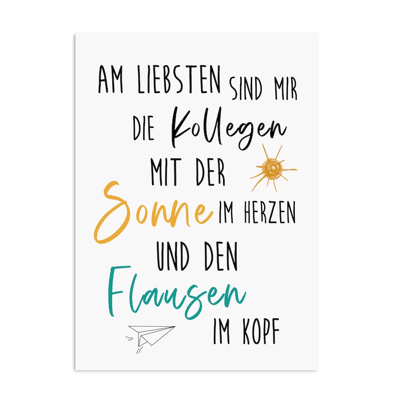 Postkarte Kollegen Abschied FLAUSEN im Kopf Kollegen Geschenk Postkarte Sprüche Ruhestand Karte Bild 1