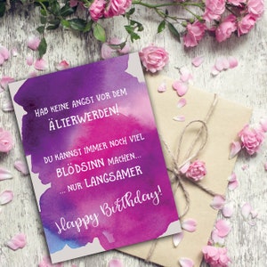 Postkarte Geburtstag "Hab keine Angst vor dem Älterwerden", Postkarte Sprüche Postkarten Motivation, Sprüche Karte, Glückwunschkarte