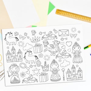 Platzset zum Ausmalen PRINZESSIN 10 Stück Kindergeburtstag Gastgeschenk Spiele zum Kindergeburtstag