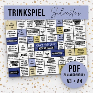 Drinking game NEW YEAR&#39;S EVE board game to print DOWNLOAD game New Year&#39;s Eve