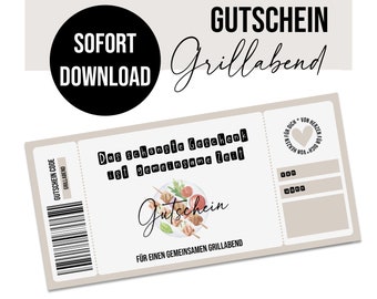 Voucher to print GRILLABEND digital file voucher DOWNLOAD