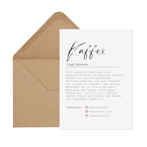 Definição de cartão postal CAFÉ incluindo cartão de colega de presente de café envelope