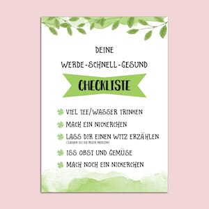 Postkarte Gute Besserung Checkliste zum Ankreuzen Genesungskarte
