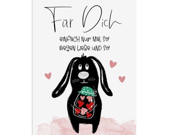 Valentine's Day Card BUNNY For You Postcard Valentine's Day Gift