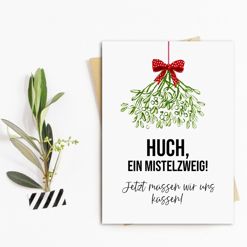 Weihnachtskarte MISTELZWEIG Postkarte Weihnachten lustig Spruch Bild 3