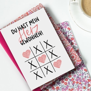 Postkarte Du hast mein HERZ gewonnen Postkarte Liebe, Postkarten Sprüche, Postkarte Sprüche, Valentinstag Sprüchekarte