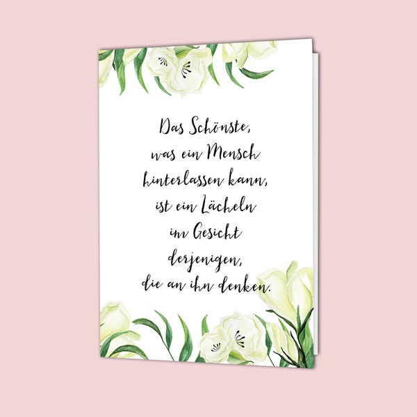 Mourning card with envelope "green white", condolence cards, sympathy cards, greeting card mourning, mourning gift, mourning card, condolence card