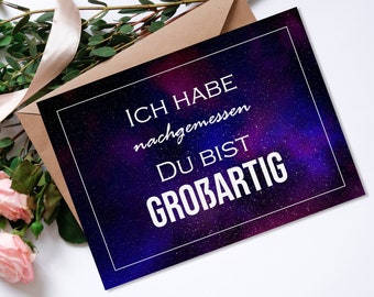 Postcard saying "I measured. You are great" Postcard Love