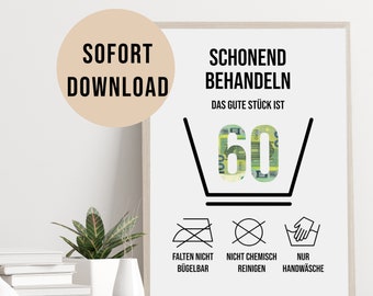 Poster GELDGESCHENK Geburtstag 60 Waschanleitung DOWNLOAD