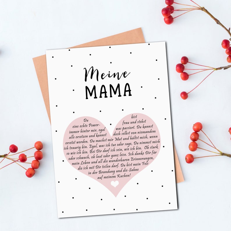 Postcard MY MAMA Heart Message incl Envelope Mother/'s Day Gift