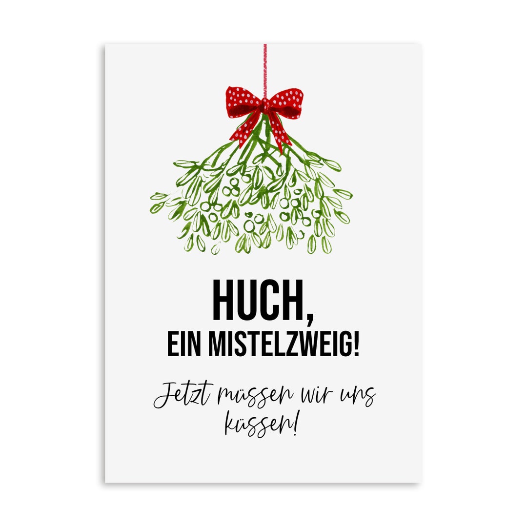 Weihnachtskarte MISTELZWEIG Postkarte Weihnachten lustig Spruch Etsy.de