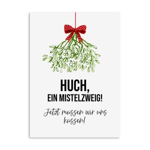 Weihnachtskarte MISTELZWEIG Postkarte Weihnachten lustig Spruch Bild 1