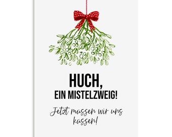 Weihnachtskarte MISTELZWEIG Postkarte Weihnachten lustig Spruch