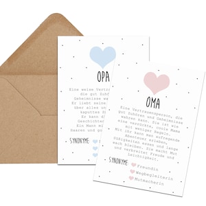 Postkarten OMA OPA Definition inkl. Briefumschlag Du wirst Oma Du wirst Opa Bild 1