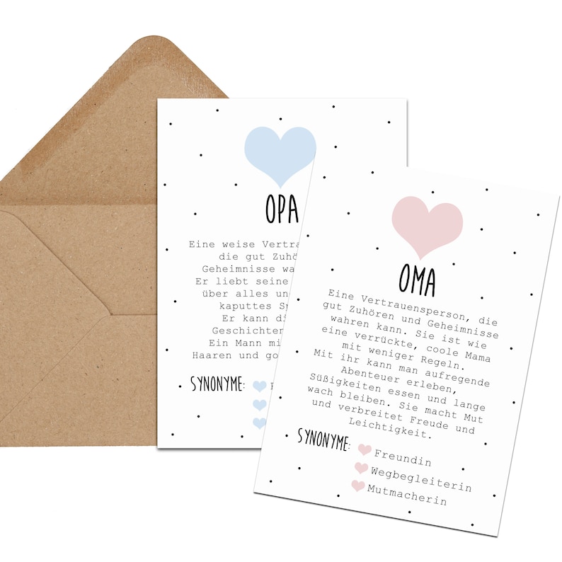 Postkarten OMA OPA Definition inkl. Briefumschlag Du wirst Oma Du wirst Opa Bild 1